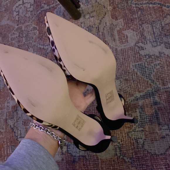 J Crew Calf hair Colette asymmetrical slingback pumps in leopard BK487 - Picture 6 of 7